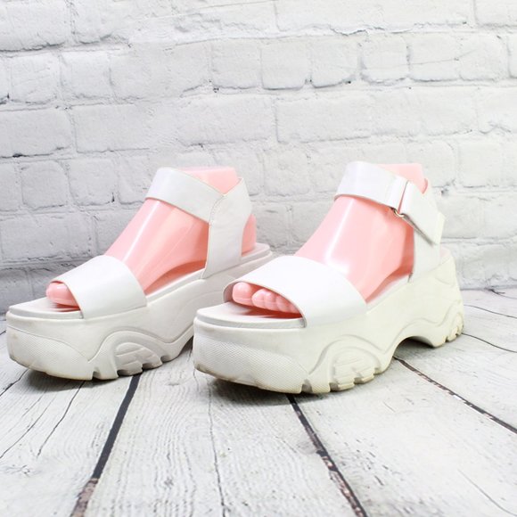 Pull & Bear Leather Platform Strap Sandals Sz 38 - Picture 2 of 9